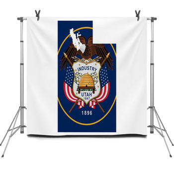 Utah Flag Usa With Map Fleece Backdrop