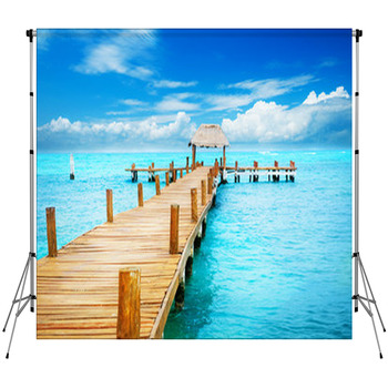 Vacation In Tropic Paradise. Jetty  Custom Size Backdrop