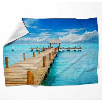 Vacation In Tropic Paradise. Jetty Woven Throw Blanket