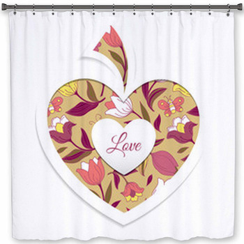 Valentine's Day Card With Heart Shower Curtain