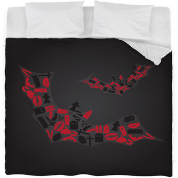Vampire Icons In Dark Bat Shape Eps10 Fleece Bed Blanket