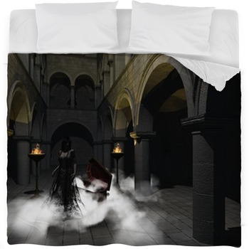 Vampire In Her Lair Fleece Bed Blanket