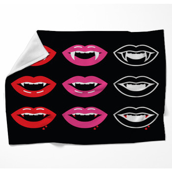 Vampire Mouth, Vampire Teeth Icons Woven Throw Blanket