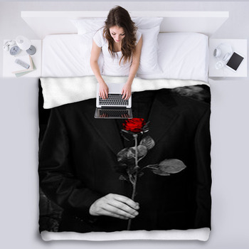 Vampire With A Rose Fleece Blanket