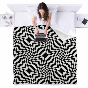 Vector Abstract Monochrome Illusive Fleece Bed Blanket