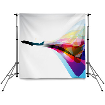 Vector Airplane Artwork Pole Pocket Backdrop
