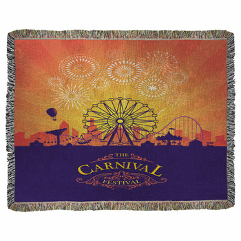 Vector Background Of Amusement Park Woven Throw Blanket