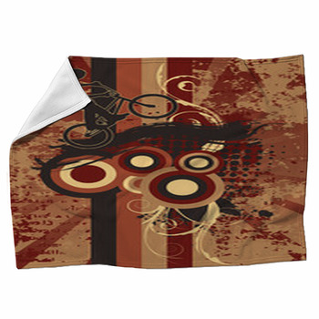 Vector Biker Silhouette On Vintage Grunge  Fleece Blanket
