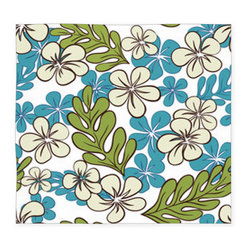 Vector Blue Tropical Flowers Custom Size Floor Mat
