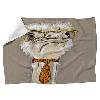 Vector Closeup Portrait Of Funny Ostrich Fleece Blanket