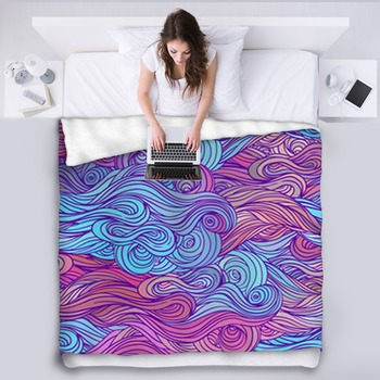 Vector Color Abstract Hand Drawn Hair Fleece Blanket