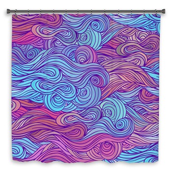 Vector Color Abstract Hand Drawn Hair Shower Curtain