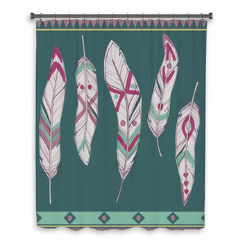 Vector Colorful Set Of Ethnic  Custom Size Shower Curtain