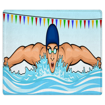 Vector Illustration Of A Swimmer Swimming The Area Rug