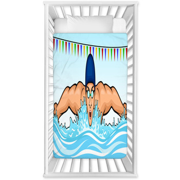 Vector Illustration Of A Swimmer Baby Crib Comforter