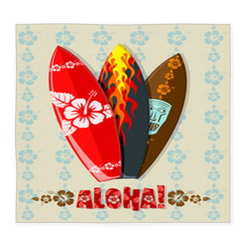 Vector Illustration Of Aloha Surf Custom Size Floor Mat