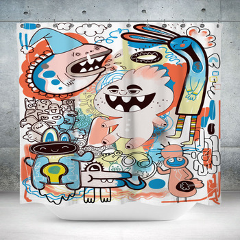 Vector Illustration Of Doodle  Custom Size Shower Curtain