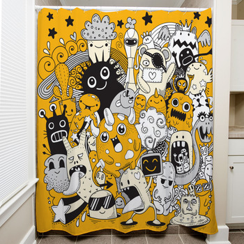 Vector Illustration Of Doodle Cute Shower Curtain