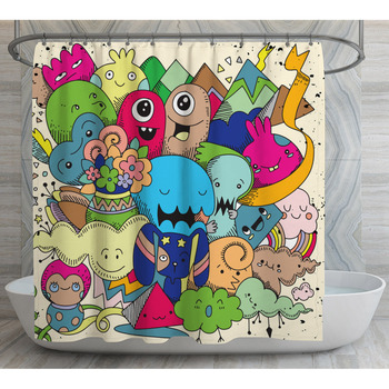 Vector Illustration Of Doodle Cute Shower Curtain