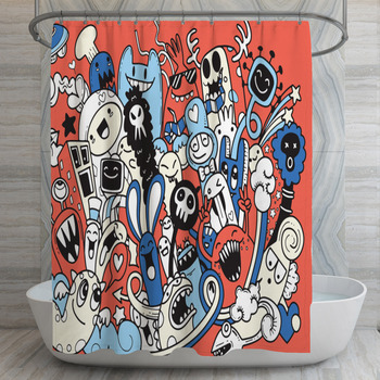 Vector Illustration Of Doodle Cute Shower Curtain