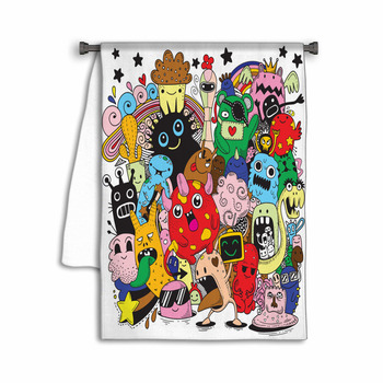 Vector Illustration Of Doodle Cute Monster Towel