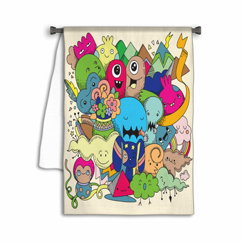 Vector Illustration Of Doodle Cute Monster Towel