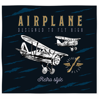 Vector Illustration Of Old Planes Custom Size Floor Mat