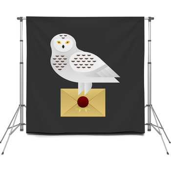 Vector Illustration Of Owl Holding  Custom Size Backdrop