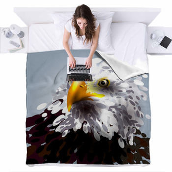 Vector Illustration Of The Eagles Fleece Bed Blanket