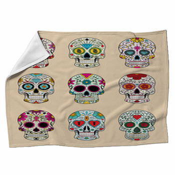 Vector Illustration Set Of Skulls In Fleece Blanket