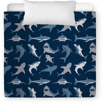 Vector Illustration Toothy Swimming Angry  Toddler Duvet