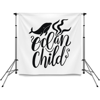 Vector Illustration With Whale And  Pole Pocket Backdrop