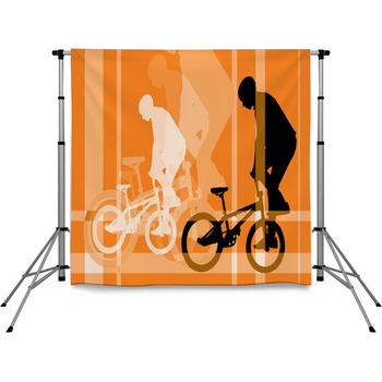 Vector Image Of Cyclist Silhouette Pole Pocket Backdrop