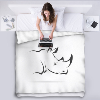 Vector Image Of Rhino Head Fleece Blanket