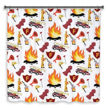 Vector Image Pattern Firefighter And Fire  Shower Curtain