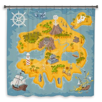 Vector Map Elements Of Custom Size Shower Curtain