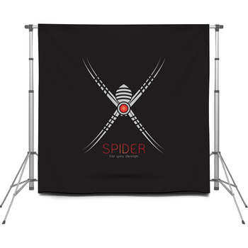 Vector Of Spider Design On Black Custom Size Backdrop