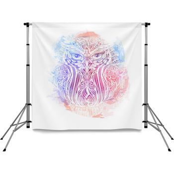 Vector Owl Tattoo Pole Pocket Backdrop