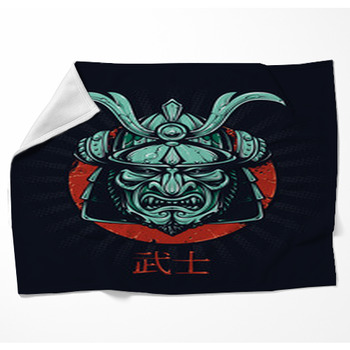 Vector Samurai Mask Woven Throw Blanket