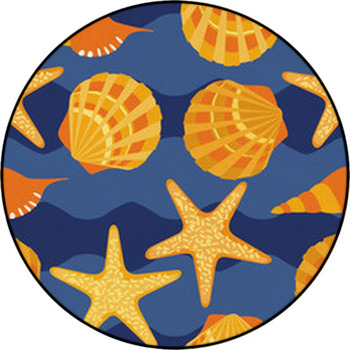 Vector Seamless Pattern, Shells, Starfish Round Rug