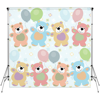 Vector Seamless Pattern With Bears  Custom Size Backdrop