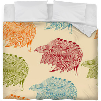 Vector Seamless Pattern With Eagles Fleece Bed Blanket