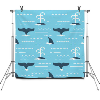 Vector Seamless Pattern With Whale Fins  Fleece Backdrop