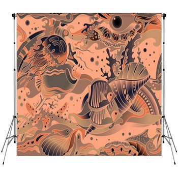 Vector Seamless Sea Pattern With Custom Size Backdrop