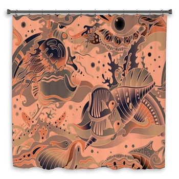 Vector Seamless Sea Pattern Custom Size Shower Curtain