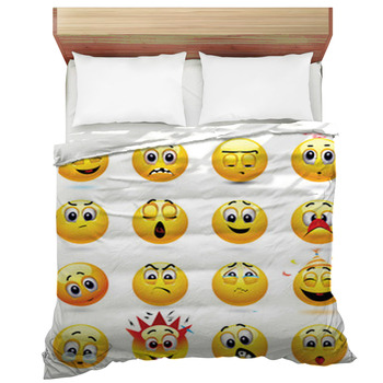 KING SIZE DUVET COVER SET EMOTIONS ICONS SMILEY RED BACKGROUND HASHTAG LOL 