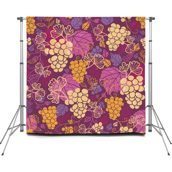 Vector Sweet Grape Vines Seamless Custom Size Backdrop