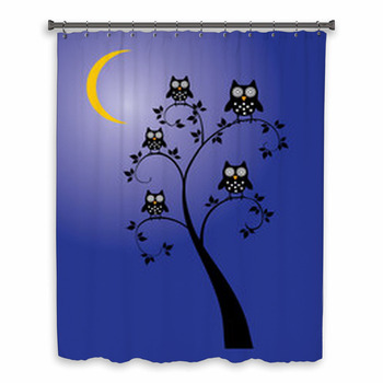 Vector Tree With Owls, Moon Custom Size Shower Curtain