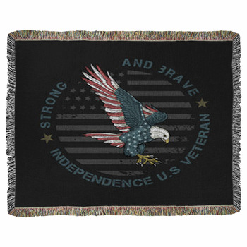 Veteran American Eagle Illustration Woven Throw Blanket