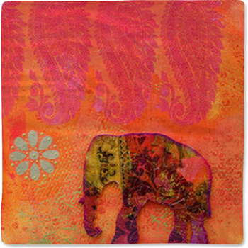 Vibrant Orange And Pink Flowers And Elephant Baby Blanket